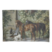 Paarden in de Porch (door Albrecht Adam) Kussensloop (Voorkant)