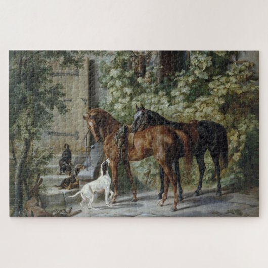Paarden in de Porch (door Albrecht Adam) Legpuzzel (Horizontaal)
