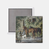 Paarden in de Porch (door Albrecht Adam) Magneet (Voorkant / Achterkant)