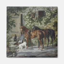 Paarden in de Porch (door Albrecht Adam) Magneet