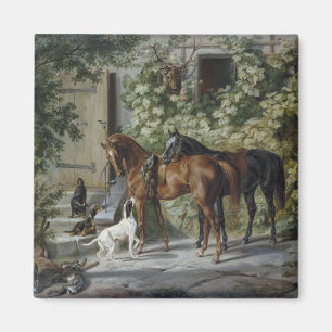 Paarden in de Porch (door Albrecht Adam) Magneet
