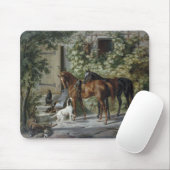 Paarden in de Porch (door Albrecht Adam) Muismat (Met muis)