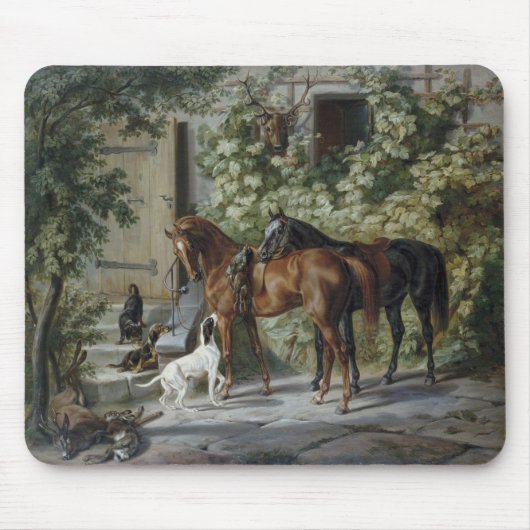 Paarden in de Porch (door Albrecht Adam) Muismat (Voorkant)