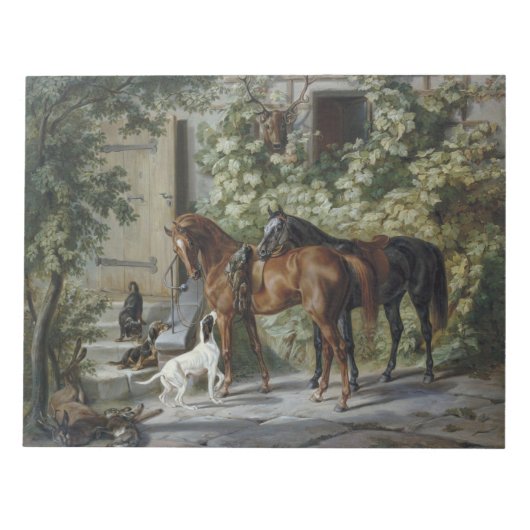 Paarden in de Porch (door Albrecht Adam) Notitieblok (Voorkant)