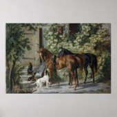 Paarden in de Porch (door Albrecht Adam) Poster (Voorkant)
