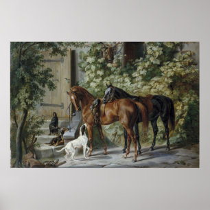 Paarden in de Porch (door Albrecht Adam) Poster