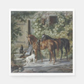 Paarden in de Porch (door Albrecht Adam) Servet (Voorkant)