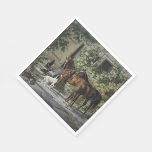 Paarden in de Porch (door Albrecht Adam) Servet (Hoek)