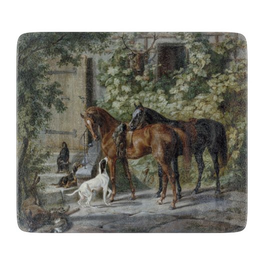 Paarden in de Porch (door Albrecht Adam) Snijplank (Voorkant)