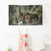 Paarden in de Porch (door Albrecht Adam) Spandoek (Insitu)