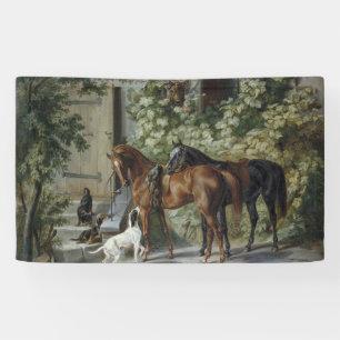Paarden in de Porch (door Albrecht Adam) Spandoek