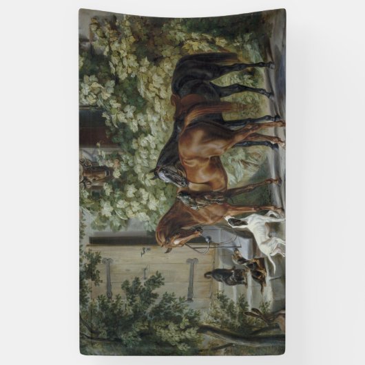 Paarden in de Porch (door Albrecht Adam) Spandoek (Verticaal)