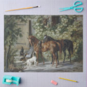 Paarden in de Porch (door Albrecht Adam) Tissuepapier (Craft)