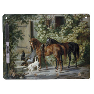 Paarden in de Porch (door Albrecht Adam) Whiteboard Met Sleutelhanger