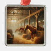 Paarden in de schuur metalen ornament (Voorkant)