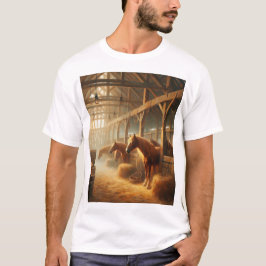 Paarden in de schuur t-shirt