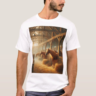 Paarden in de schuur t-shirt