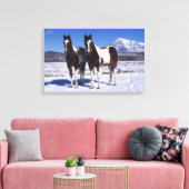 Paarden in de sneeuw canvas afdruk (Insitu (Woonkamer))