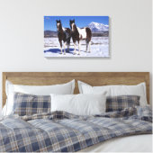 Paarden in de sneeuw canvas afdruk (Insitu (Slaapkamer))