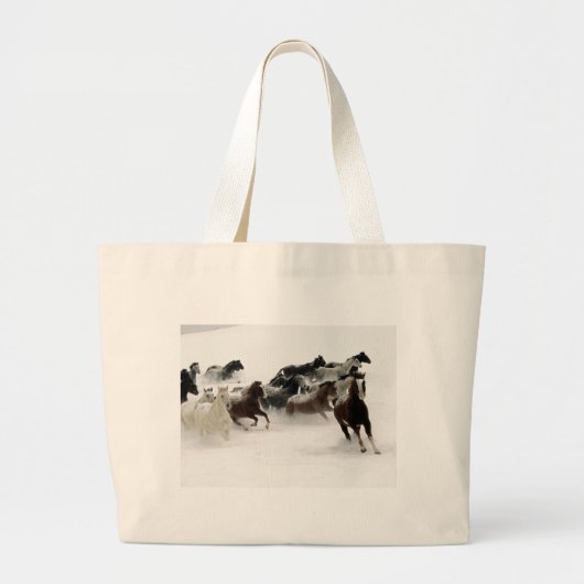 Paarden in de sneeuw grote tote bag (Voorkant)