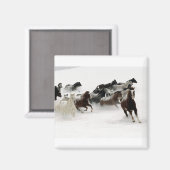 Paarden in de sneeuw magneet (Voorkant / Achterkant)