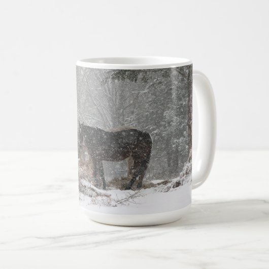 paarden in de sneeuw - mok (Voorkant rechts)