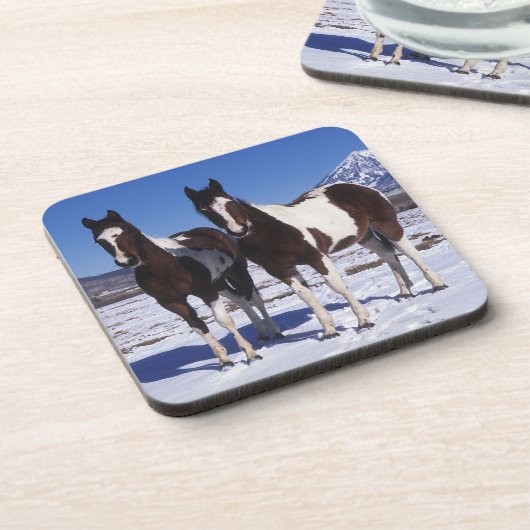 Paarden in de sneeuw onderzetter (Linkerzijde)