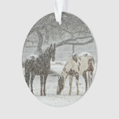 Paarden in de sneeuw ornament (voorkant)