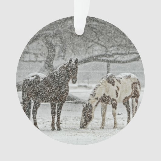 Paarden in de sneeuw ornament (voorkant)
