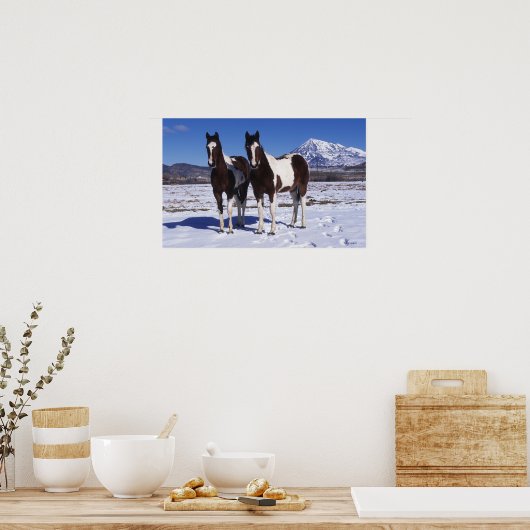 Paarden in de sneeuw poster (Keuken)
