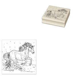 Paarden in de sneeuw rubberstempel