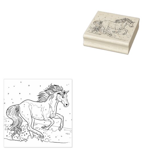 Paarden in de sneeuw rubberstempel (Gestempeld)