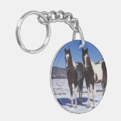 Paarden in de sneeuw sleutelhanger (Voorkant Links)