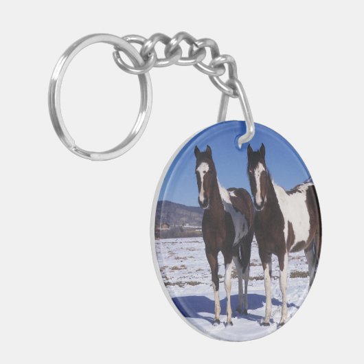 Paarden in de sneeuw sleutelhanger (Voorkant Links)