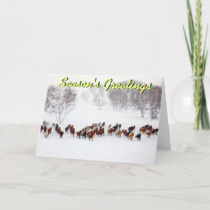 Paarden in de sneeuwKerstkaart Feestdagen Kaart