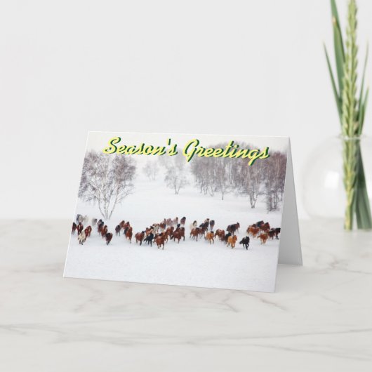 Paarden in de sneeuwKerstkaart Feestdagen Kaart (Voorkant)