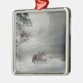 Paarden in de sneeuwkerstversiering metalen ornament (Links)