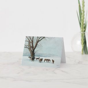 Paarden in de sneeuwkunst Notecard Kaart