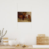 Paarden in de Stables Poster (Keuken)