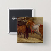 Paarden in de Stables Vierkante Button 5,1 Cm (Voorkant /achterkant)
