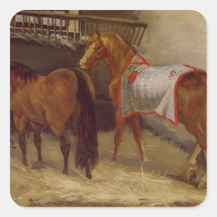 Paarden in de Stables Vierkante Sticker