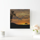 Paarden in de Sunset Clock Vierkante Klok (Huis)