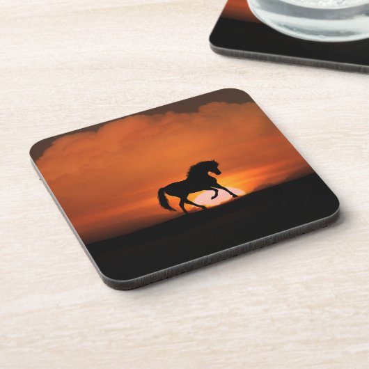 Paarden in de Sunset Onderzetters (Linkerzijde)