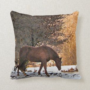 Paarden in de winter kussen