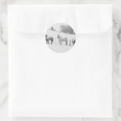 Paarden in de winter ronde sticker (Tas)