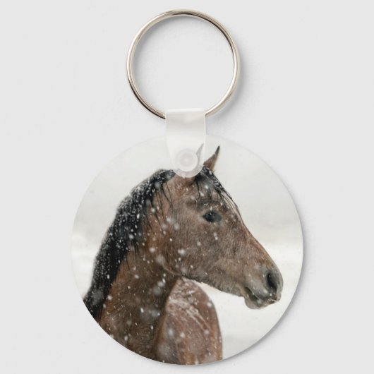 Paarden in de winter sleutelhanger (Voorkant)