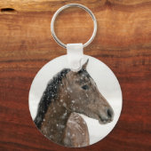 Paarden in de winter sleutelhanger (Achterkant)