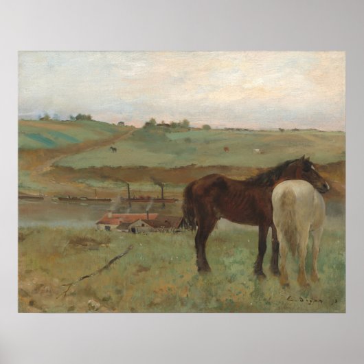 Paarden in een beemdje - Edgar Degas Fine Art Post Poster (Voorkant)