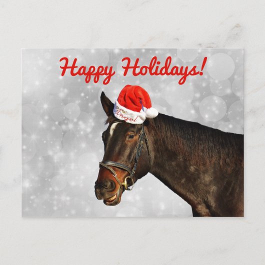 Paarden in een Briefkaart met kerstPet (Voorkant)