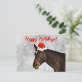 Paarden in een Briefkaart met kerstPet (Staand voorkant)